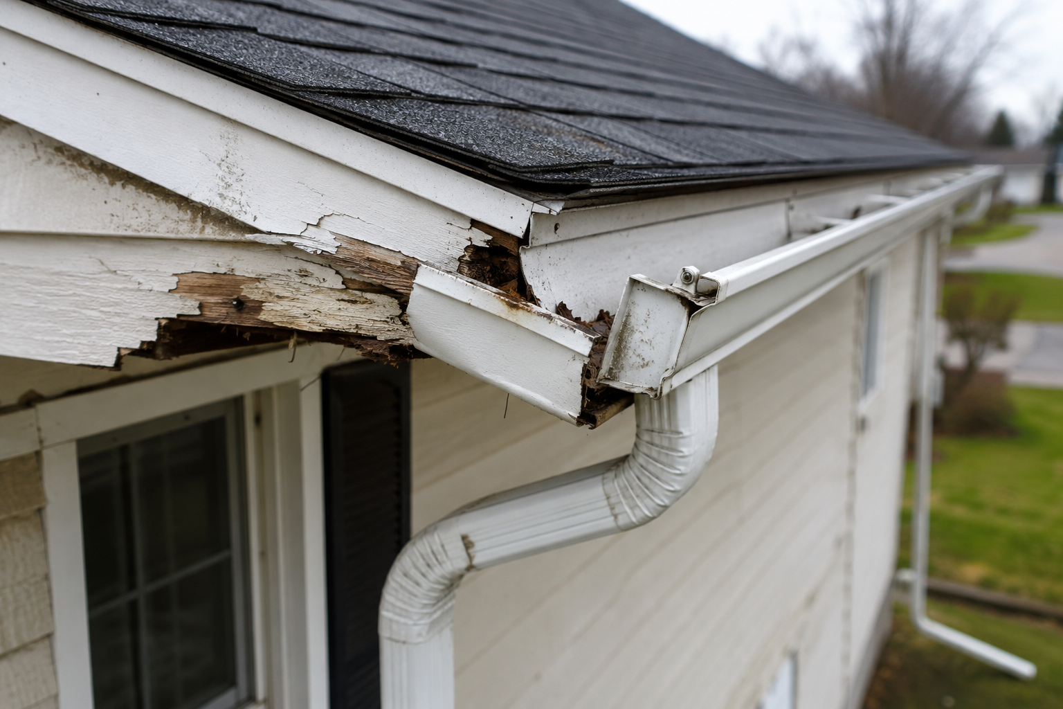 Edmonton house with a broken gutter